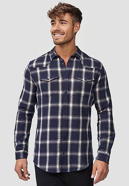 Indicode Langarmhemd Herren Altin Herrenhemd Langarm Flanellhemd im Karo-De günstig online kaufen