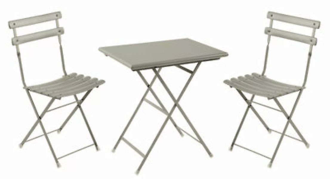 Tisch und Sitzgarnitur Arc en Ciel metall grau / Tisch 70 x 50 cm + 2 Stühl günstig online kaufen