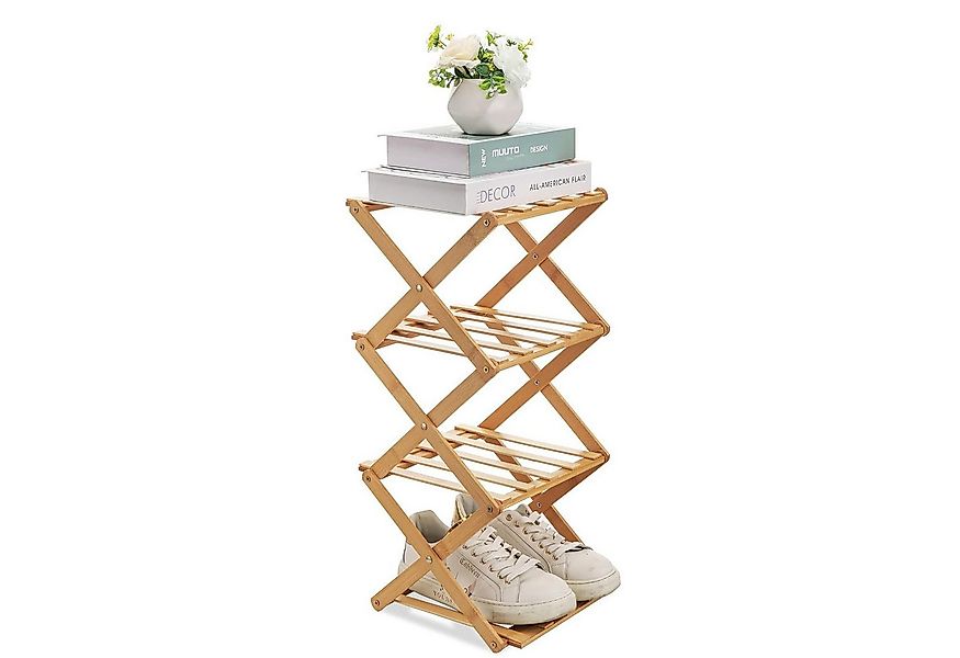 BlingBin Schuhregal mit 4 Ebenen Schuhablage aus Bambus, Schuhständer Schuh günstig online kaufen
