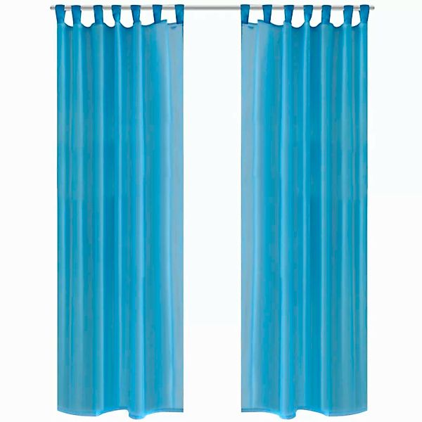 2 X Transparente Gardine Fertiggardine 140 X 245 Cm Türkis günstig online kaufen