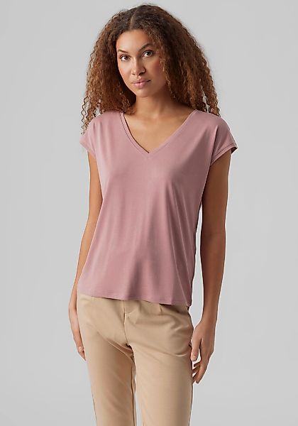 Vero Moda V-Shirt "VMFILLI SS V-NECK TEE GA NOOS" Materialmix, relaxed fit günstig online kaufen