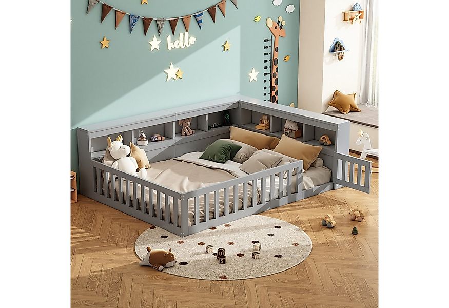 Flieks Holzbett, Kinderbett Daybett 140x200cm mit Stauraum, Aufladen und Ge günstig online kaufen