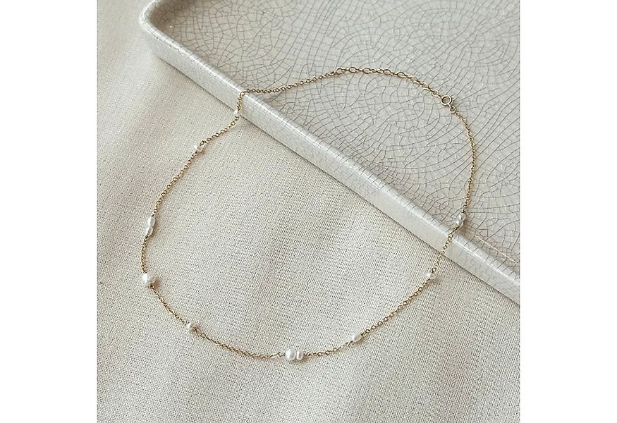 GOLDEN Perlenkette Zierliche Perlenkette, 14K Gold gefüllte Kette, echte Pe günstig online kaufen