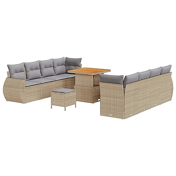 vidaXL Garten-Sofa-Set 11-Tlg Beige Poly Rattan 3361847 günstig online kaufen