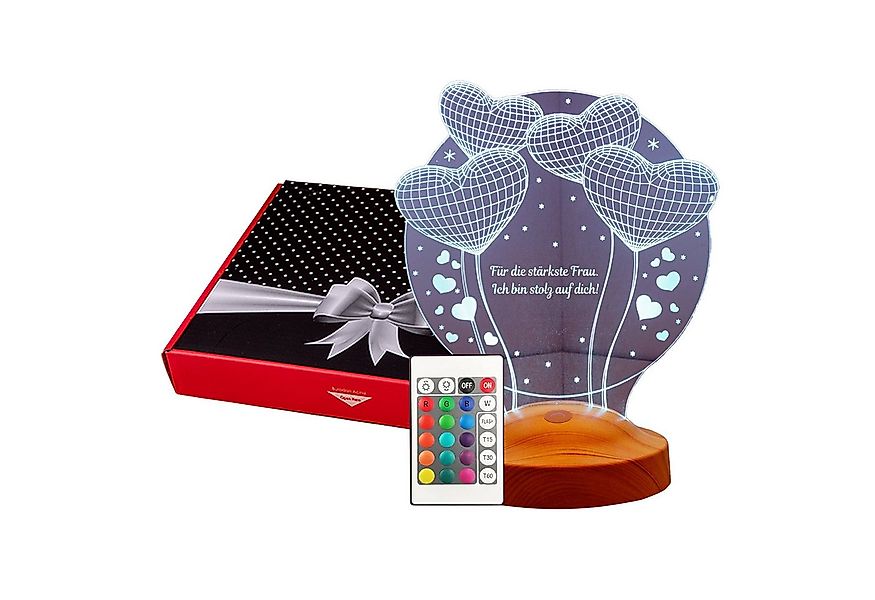 Geschenkelampe LED Nachttischlampe Ballon Herzen 3D Gravur mehrfarbige Lamp günstig online kaufen