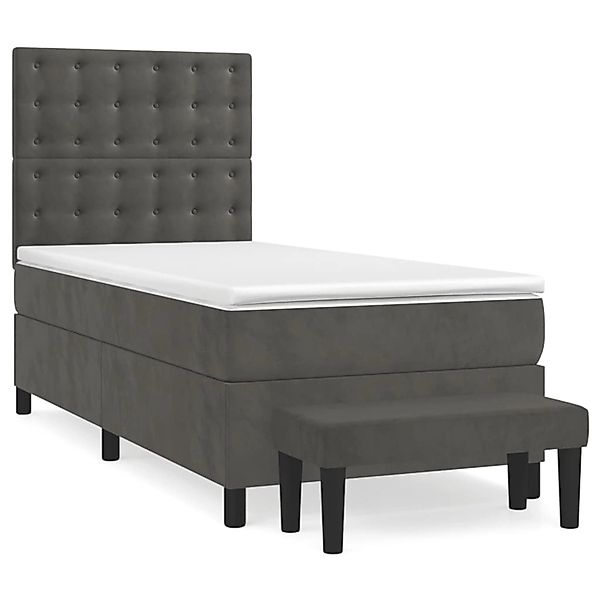 vidaXL Boxspringbett mit Matratze Dunkelgrau 100x200 cm Samt1359511 günstig online kaufen