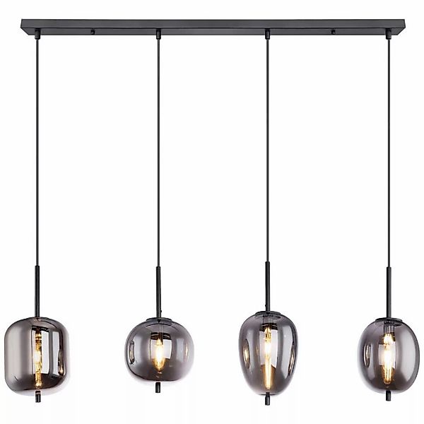 GLOBO Pendelleuchte Blacky 15345-4 schwarz Metall Rauchglas B/H/L: ca. 19x1 günstig online kaufen