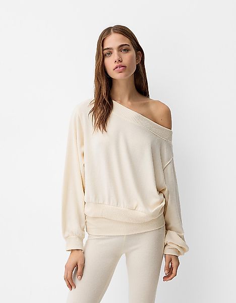 Bershka Soft-Touch-Pullover Mit Asymmetrischem Ausschnitt Damen 10-12 Rohwe günstig online kaufen