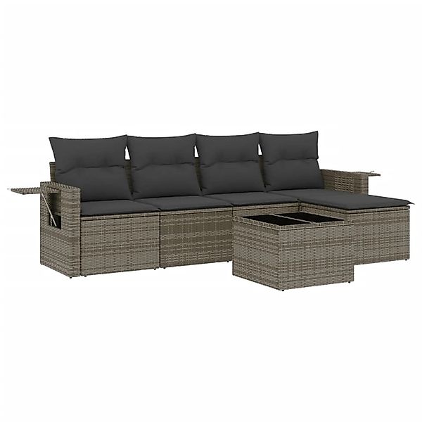 vidaXL 6-Tlg Garten-Sofagarnitur mit Kissen Grau Poly Rattan 3220099 günstig online kaufen