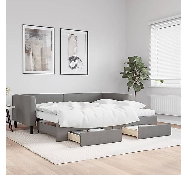 vidaXL Bett, Tagesbett Ausziehbar mit Schubladen Dunkelgrau 90x200 cm Stoff günstig online kaufen