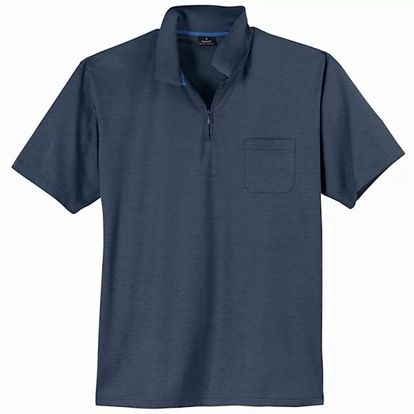 RAGMAN Poloshirt Große Größen Herren Zip Poloshirt rauchblau fein gestreift günstig online kaufen