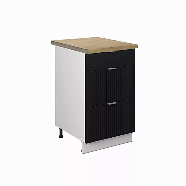 Vicco Unterschrank Fame-Line, Schwarz gestreift/Weiß, 50 cm, AP Goldkraft günstig online kaufen