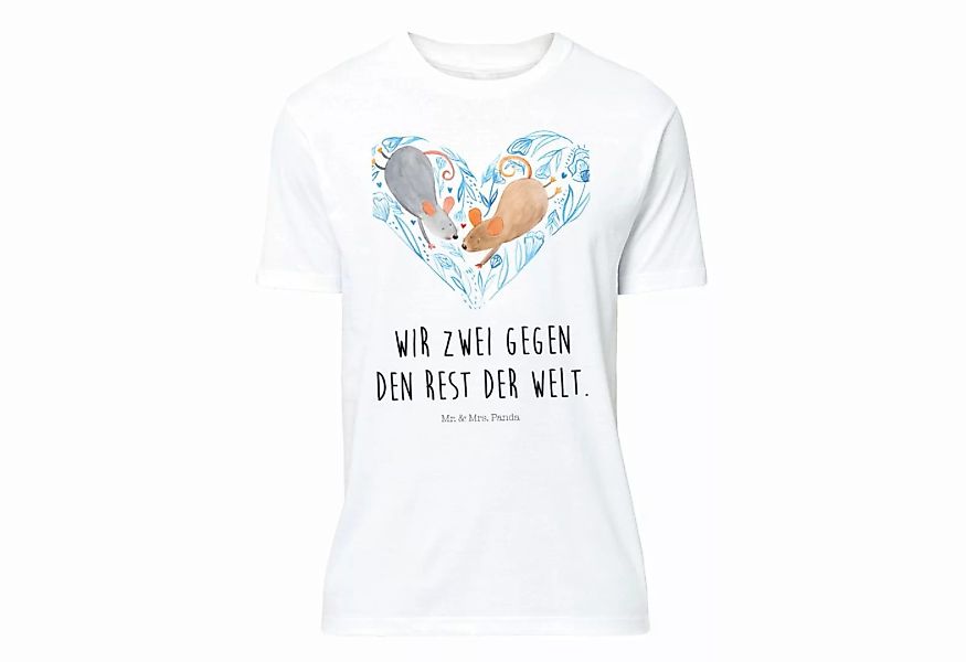 Mr. & Mrs. Panda T-Shirt Mäuse Herz - Weiß - Geschenk, T-Shirt, Lustiges T- günstig online kaufen