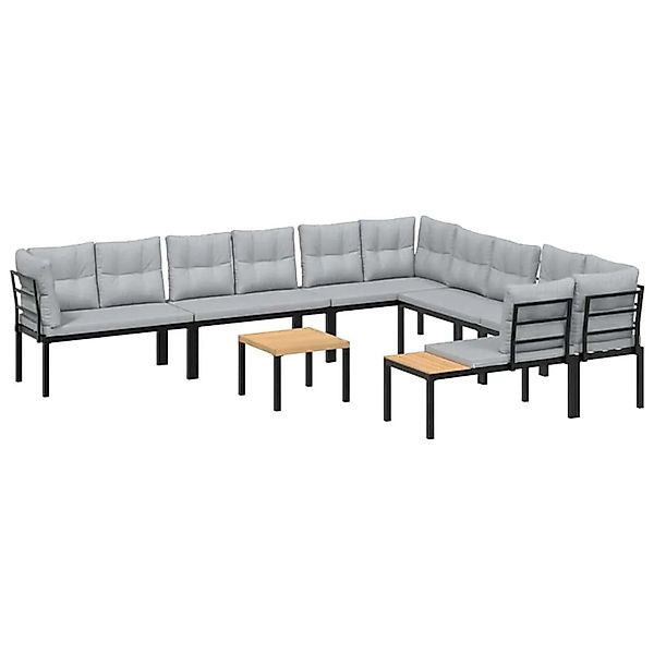 vidaXL 7-Tlg Garten-Sofagarnitur mit Kissen Schwarz Stahl 3283656 günstig online kaufen