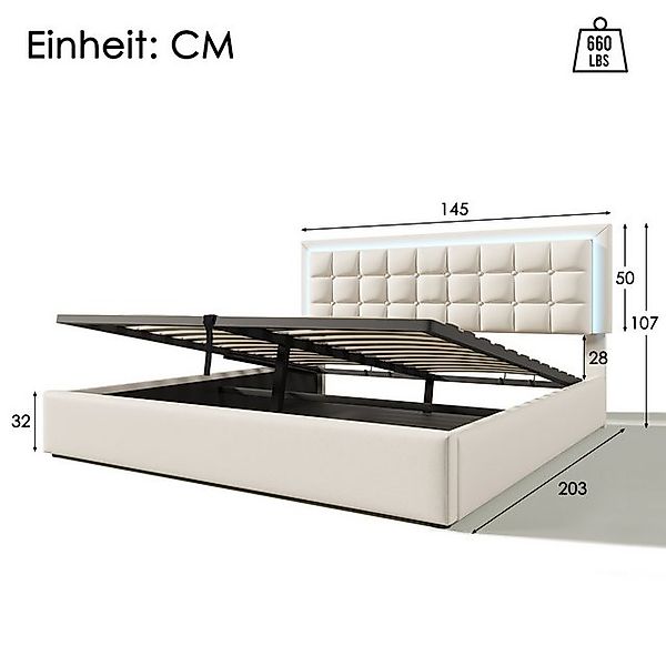 STILVORA Polsterbett 140x200 Bettgestell Doppelbett mit StauraumJugendbett, günstig online kaufen
