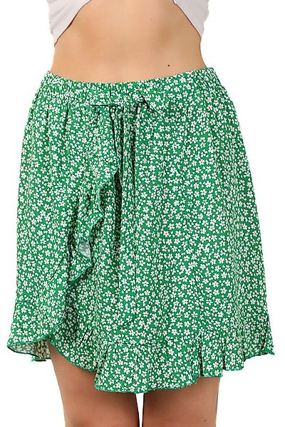 Bongual Sommerrock Minirock in Wickel-Optik mit Schleife und Rüschen geblüm günstig online kaufen