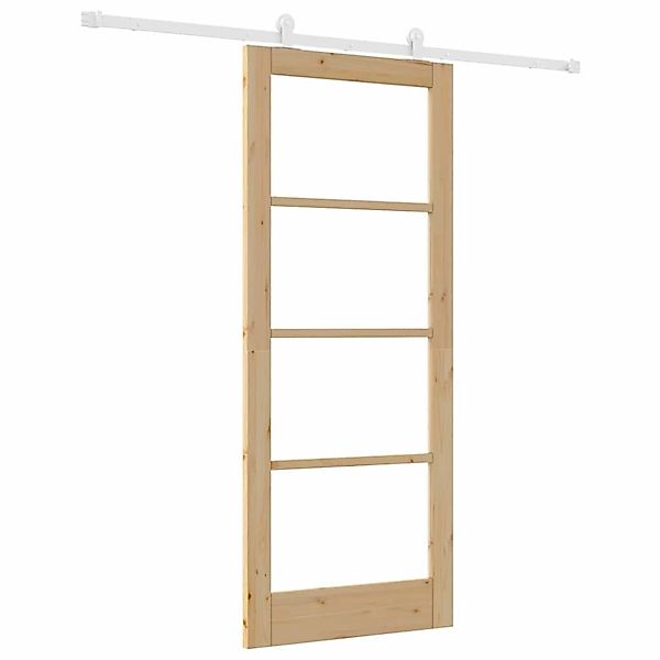 vidaXL Schiebetür ORKDAL Braun 83 x 202 cm Holz und Metall 3332081 günstig online kaufen
