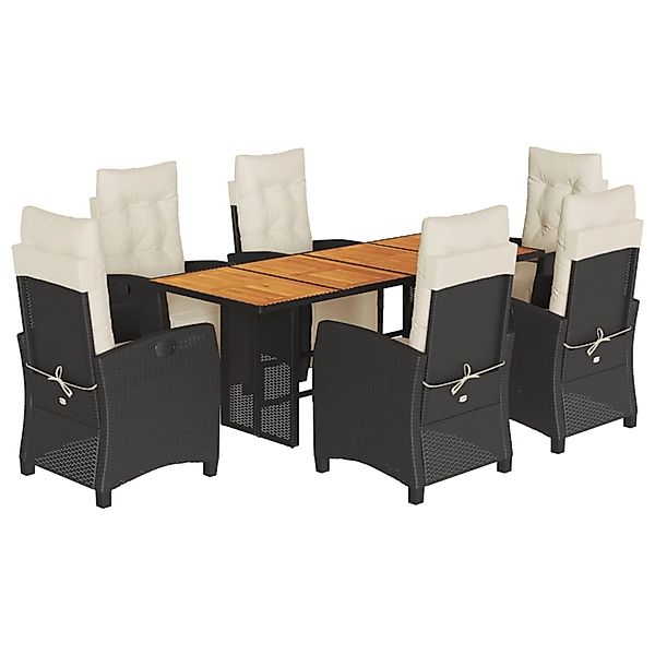 vidaXL 7-Tlg Garten-Essgruppe mit Kissen Schwarz Poly Rattan 3212934 günstig online kaufen