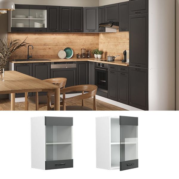 Vicco Glashängeschrank R-Line, Anthrazit Landhaus/Weiß, 40 günstig online kaufen