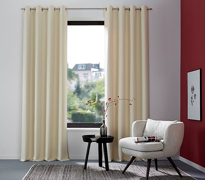 OTTO home Vorhang SOLA (2 St), Ösen, verdunkelnd, Polyester, blickdicht, Ös günstig online kaufen