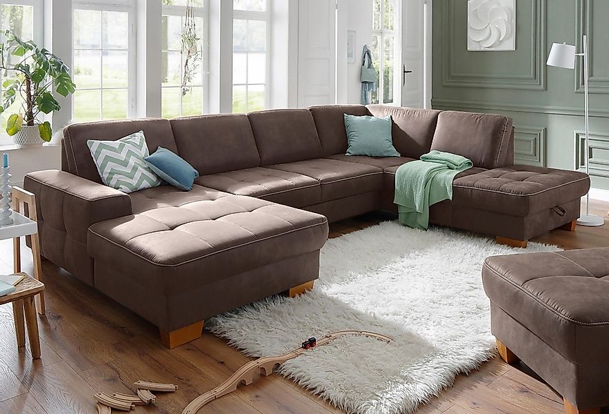 Home affaire Wohnlandschaft "Puccini U-Form" mit Federkern, Sitztiefenverst günstig online kaufen