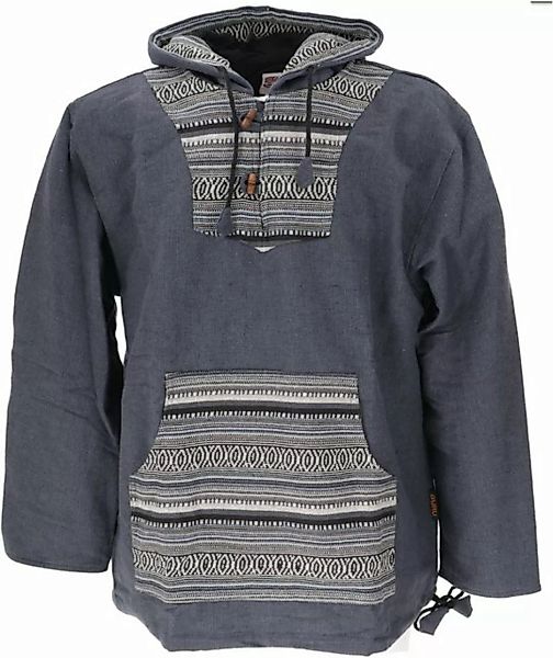 Guru-Shop Sweater Goa Kapuzenshirt, Baja Hoody - blaugrau/bunt Hippie, Ethn günstig online kaufen