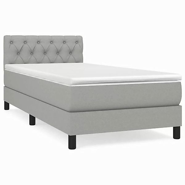 vidaXL Boxspringbett Boxspringbett mit Matratze Hellgrau 80x200 cm Stoff Be günstig online kaufen