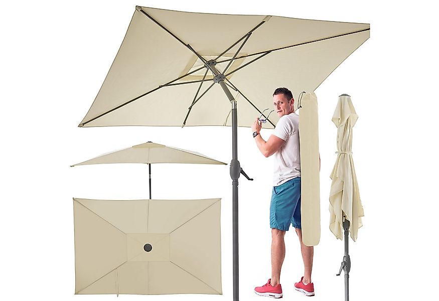 TOM Sonnenschirm mit Kurbel 140x210cm Rechteckig inklusive Kühltasche, Trag günstig online kaufen