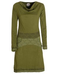 Vishes Jerseykleid Kleid Wasserfallkragen Bund bedruckt günstig online kaufen