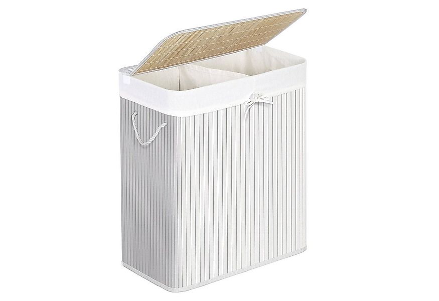 SONGMICS Wäschekorb, aus Bambus, mit 2 Fächern, herausnehmbarem, 100 L günstig online kaufen