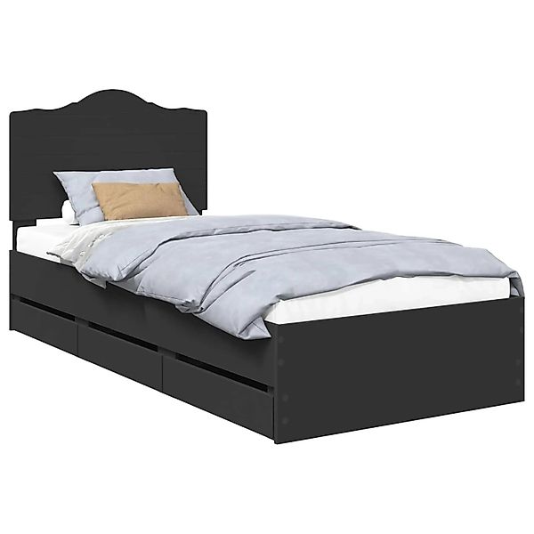 vidaXL Bettrahmen mit Schubladen Schwarz 75 x 190 cm Ingenieurs Holz 341346 günstig online kaufen