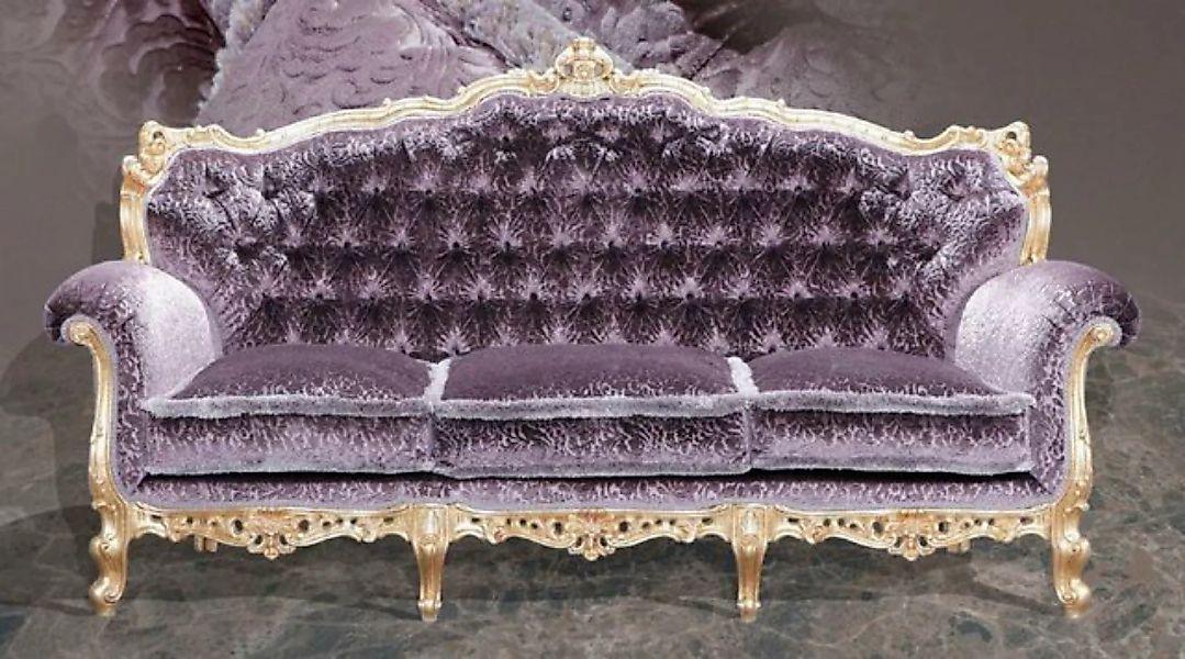 Casa Padrino 3-Sitzer Luxus Barock 3er Sofa Lila / Gold - Prunkvolles Wohnz günstig online kaufen