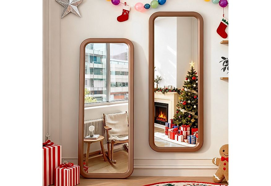 LVSOMT Ganzkörperspiegel Wandspiegel mit Holzrahmen, Horizontale/Vertikale günstig online kaufen