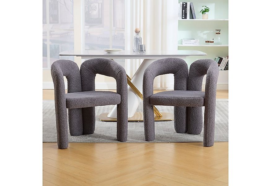 KLAM HOME Esszimmerstuhl Premium Ergonomie-Sessel mit Teddy-Flor mit Armleh günstig online kaufen