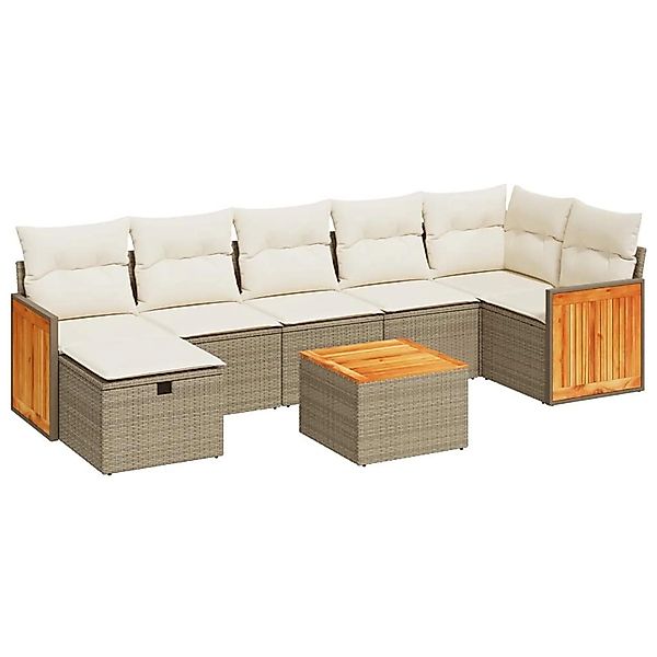 vidaXL 8-Tlg Garten-Sofagarnitur mit Kissen Beige Poly Rattan 3326048 günstig online kaufen