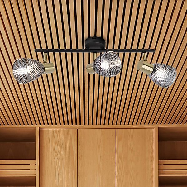 Deckenleuchte Lindita, 3-flammig, Glas, rauchgrau, E14 günstig online kaufen