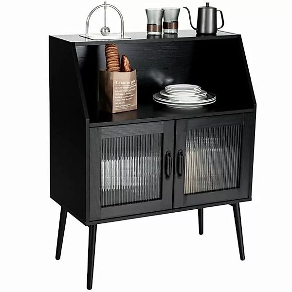 COSTWAY Küchenbuffet Küchenschrank mit Glastüren & Fach, schwarz, 80x40x101 günstig online kaufen