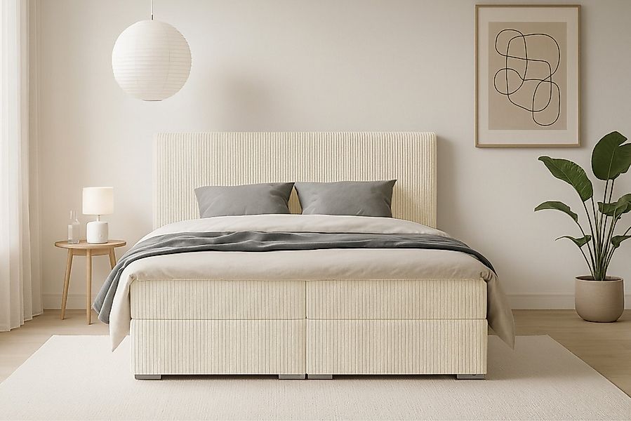 Deine Möbel 24 Boxspringbett LON IV Boxspring Komplettbett Polsterbett Bone günstig online kaufen