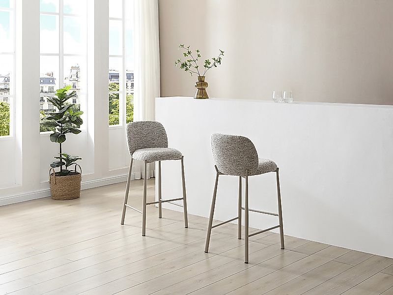 Hocker 2er-Set - Textilstoff & Metall Taupe - Beige - JIZAK günstig online kaufen