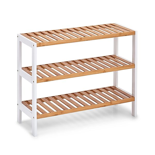 Zeller Schuhregal mit 3 Ablagen Bambus/MDF 54 cm x 26 cm x 70 cm Weiß günstig online kaufen