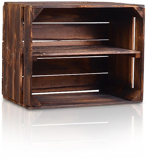 CHICCIE Holzkiste Langes Regal Dunkel Geflammt günstig online kaufen