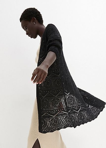 bonprix Longstrickjacke (1-tlg) lockere und offene Passform, mit femininem günstig online kaufen