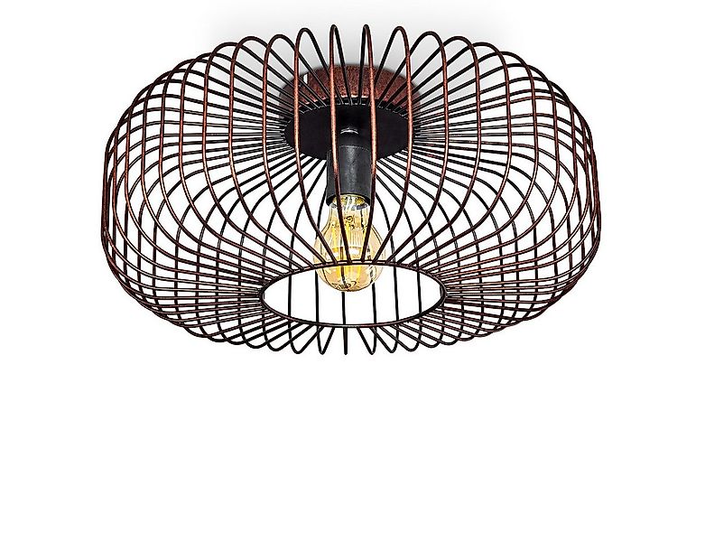 hofstein Deckenleuchte »Pieris« runde Deckenlampe aus Metall in Schwarz/Kup günstig online kaufen