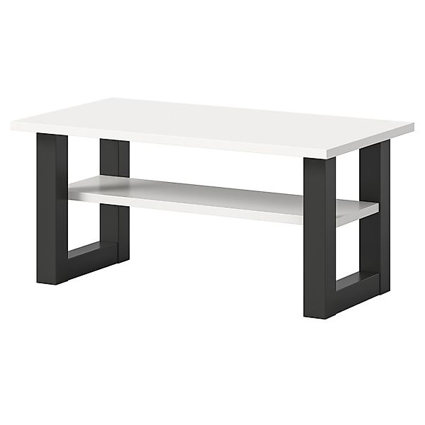 Inn.Furn Couchtisch Weiß Grau 90 x 50 cm Wohnzimmertisch mit Ablage Eldon günstig online kaufen