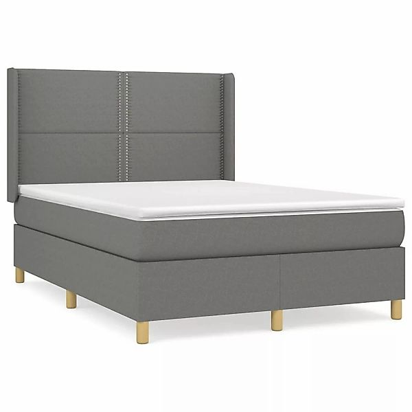 vidaXL Boxspringbett mit Matratze Dunkelgrau 140x200 cm Stoff1377846 günstig online kaufen