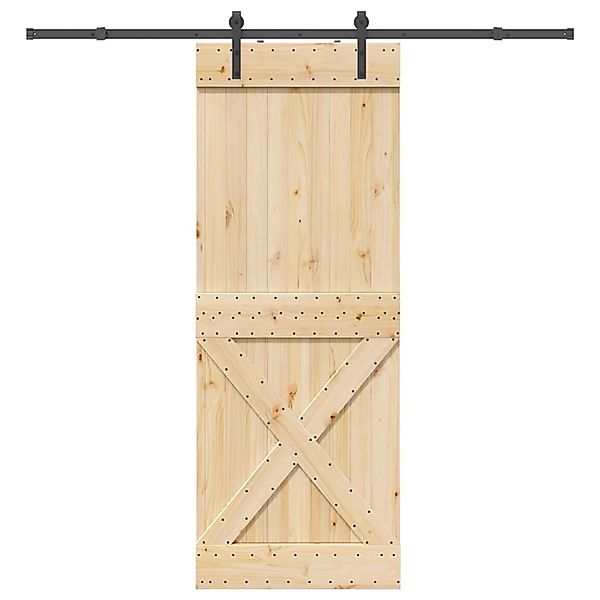 vidaXL Schiebetür mit Beschlag 85x210 cm Massivholz Kiefer 3332756 günstig online kaufen