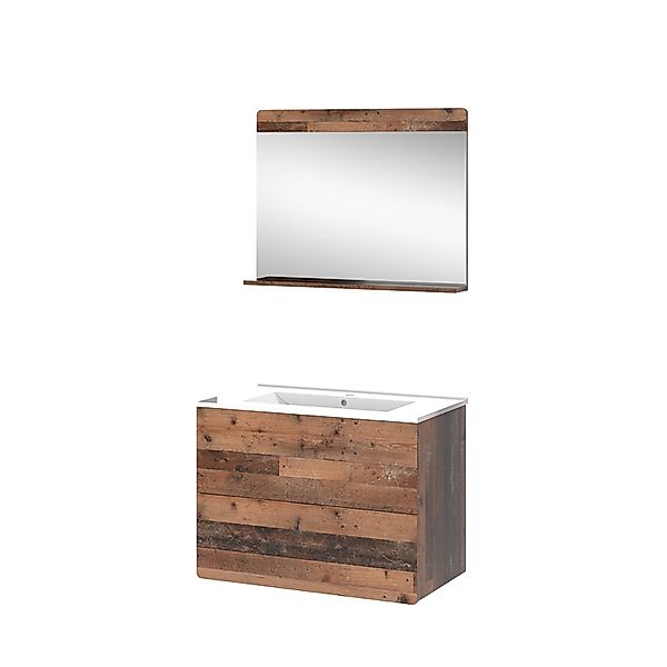 Vicco Badmöbel-Set Izan Oldstyle 3 Teile mit Spiegel Opt 2 günstig online kaufen