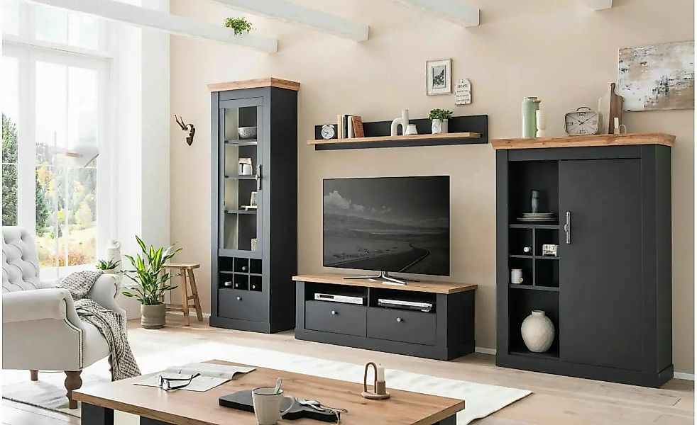 Wohnwand   ¦ grau ¦ Maße (cm): B: 334 H: 45 Kommoden & Sideboards > Wohnwän günstig online kaufen