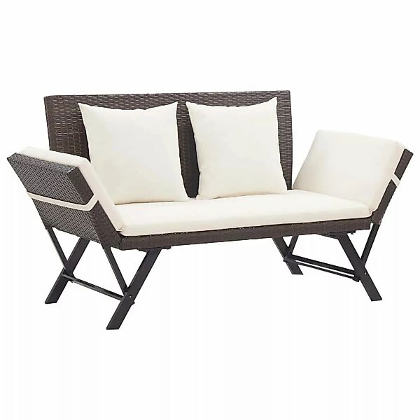 furnicato Gartenbank mit Kissen Braun 176 cm Poly Rattan günstig online kaufen