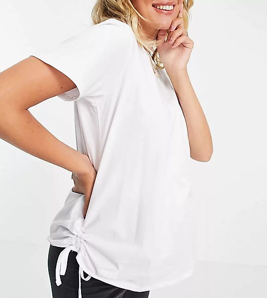 ASOS DESIGN Maternity – Weißes Oversize-T-Shirt mit gerafften Seitendetails günstig online kaufen